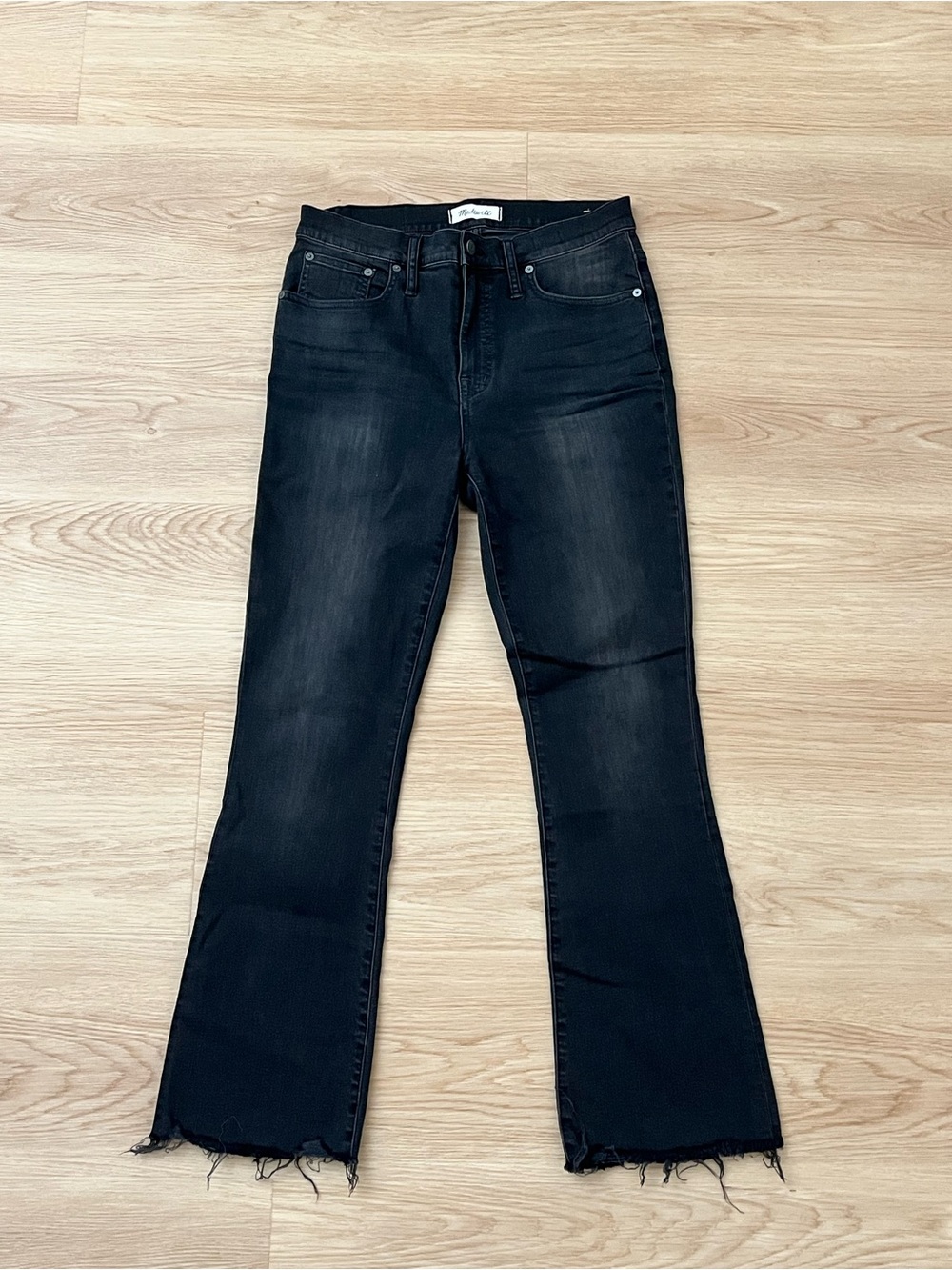 Madewell Black Frayed-Hem Flare Jeans